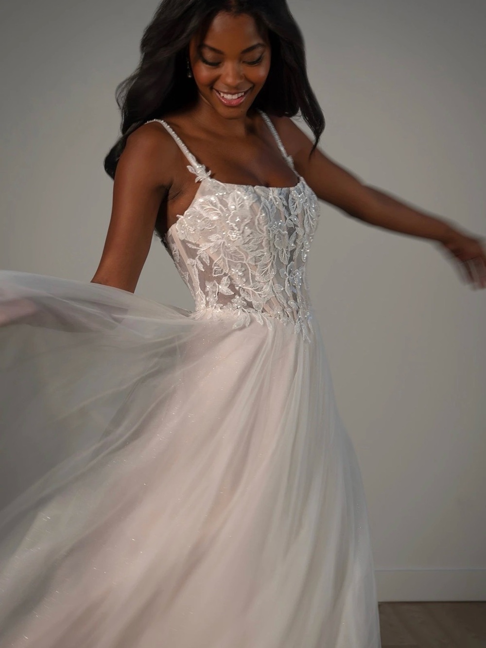 Stella York Tulle A-Line Dress in Ivory